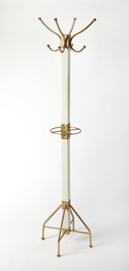 Butler Specialty Company - Logan Square 74 in. H Rustic Metal & Wood Costumer/Coat Tree, Gold, White - 2059126