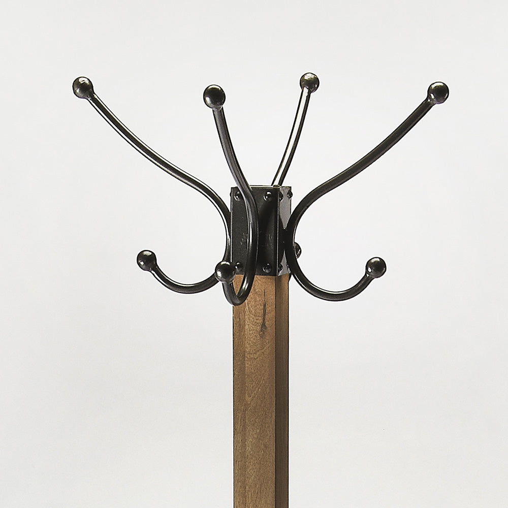 Butler Specialty Company - Logan Square 74 in. H Rustic Metal & Wood Costumer/Coat Tree, Medium Brown - 2059295