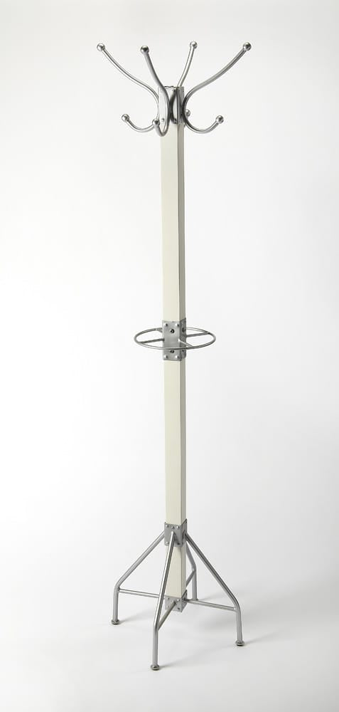 Butler Specialty Company - Logan Square 74 in. H Rustic Metal & Wood Costumer/Coat Tree, Silver, White - 2059297_CLOSEOUT