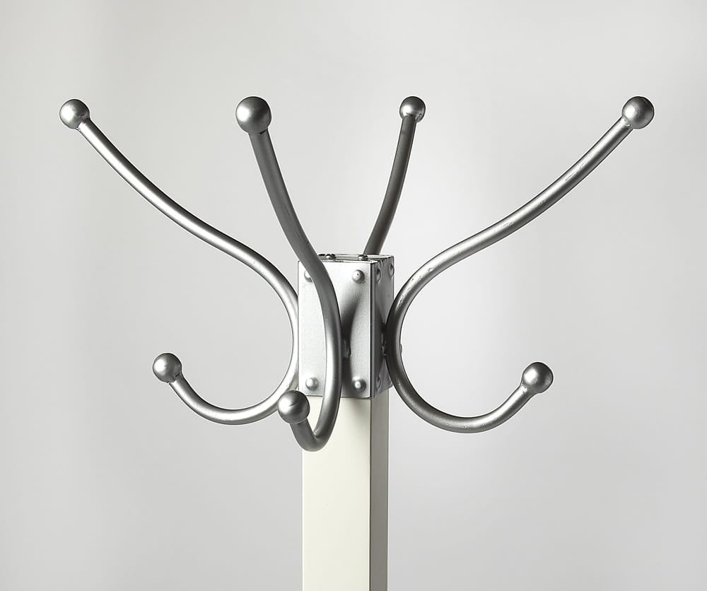 Butler Specialty Company - Logan Square 74 in. H Rustic Metal & Wood Costumer/Coat Tree, Silver, White - 2059297_CLOSEOUT