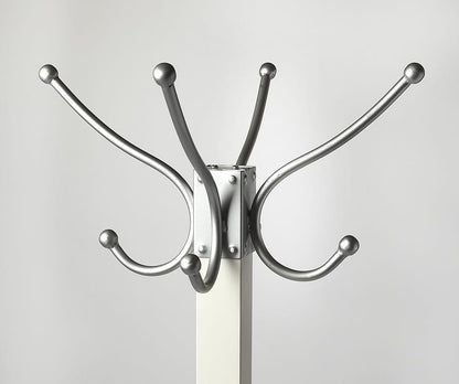 Butler Specialty Company - Logan Square 74 in. H Rustic Metal & Wood Costumer/Coat Tree, Silver, White - 2059297_CLOSEOUT
