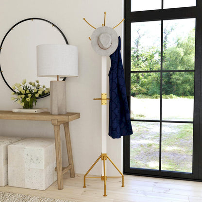 Butler Specialty Company - Logan Square 74 in. H Rustic Metal & Wood Costumer/Coat Tree, Gold, White - 2059126 view 6