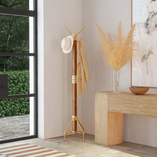 Butler Specialty Company - Logan Square 74 in. H Rustic Metal & Wood Costumer/Coat Tree, Medium Brown - 2059226