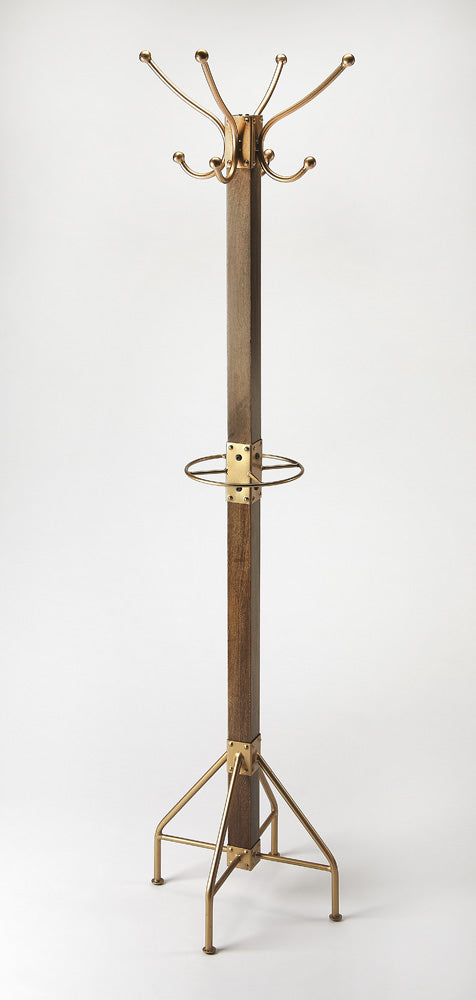 Butler Specialty Company - Logan Square 74 in. H Rustic Metal & Wood Costumer/Coat Tree, Medium Brown - 2059226