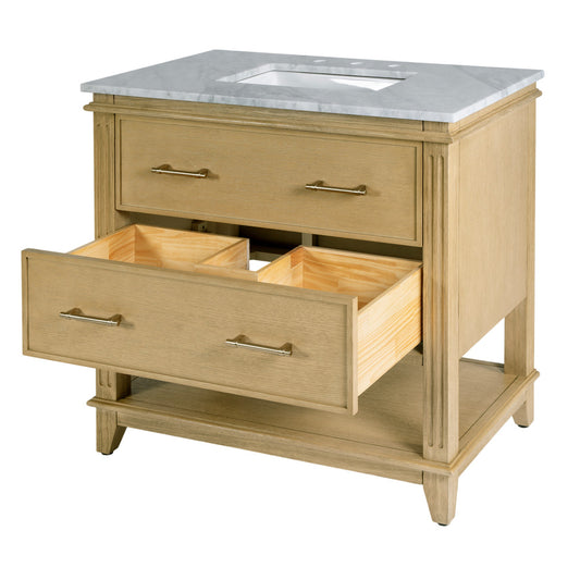 Butler Specialty Company - Lois 36 in. W Wood & Marble Single Sink Bathroom Vanity, Light Brown - 5993509 view 2