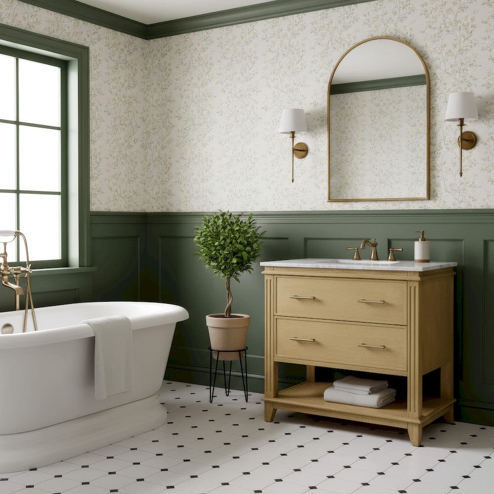 Butler Specialty Company - Lois 36 in. W Wood & Marble Single Sink Bathroom Vanity, Light Brown - 5993509 view 3