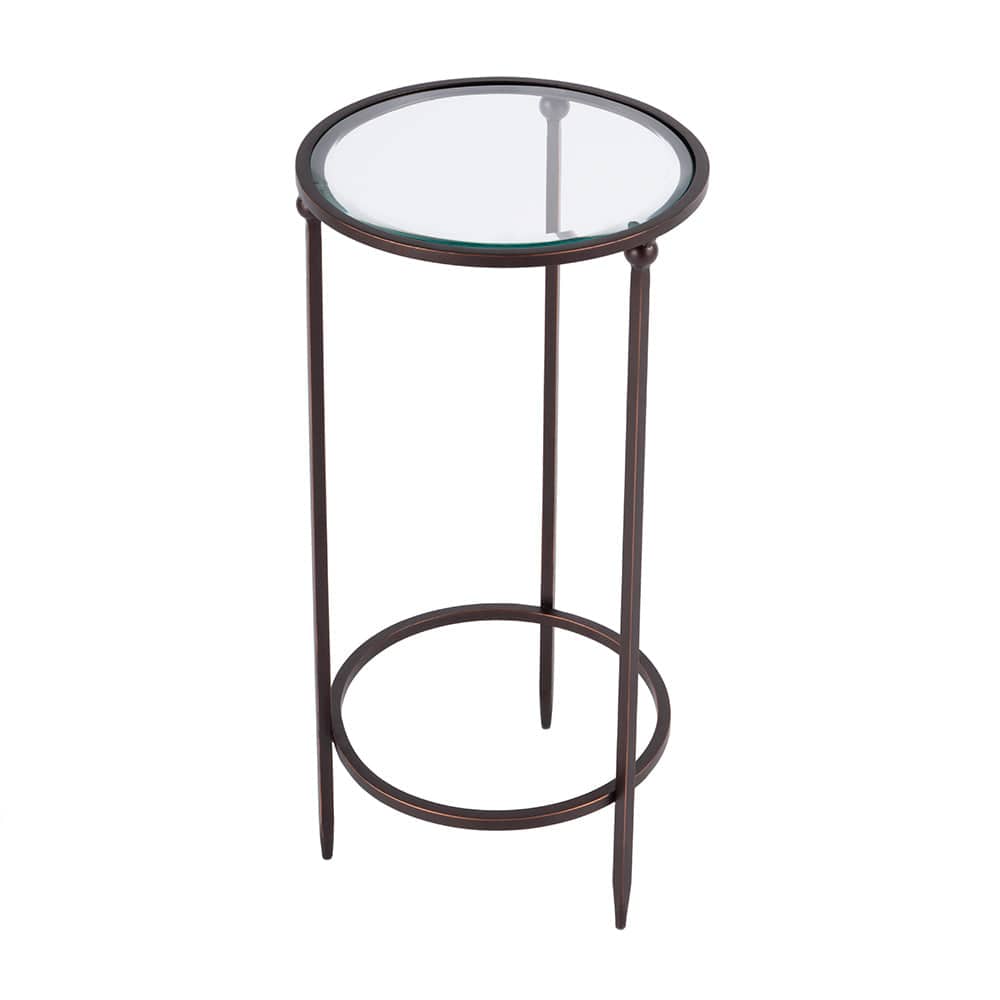 Butler Specialty Company - Lola 11 in. W Round Glass and Metal Side Table, Black - 5836025 View 1