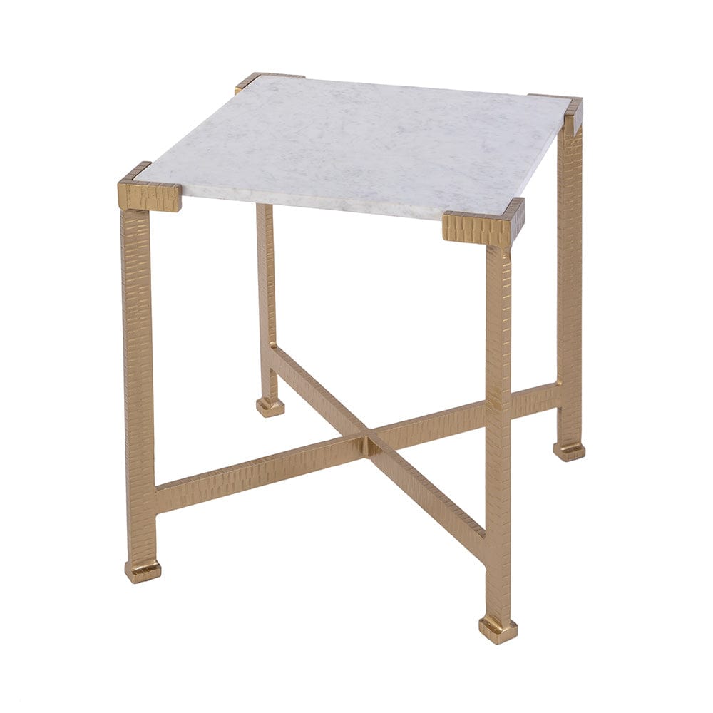 Butler Specialty Company - Loric 18 in. W Square Iron and Marble Side Table, White, Antique Gold - 5904389 View 1