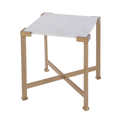Butler Specialty Company - Loric 18 in. W Square Iron and Marble Side Table, White, Antique Gold - 5904389 View 1