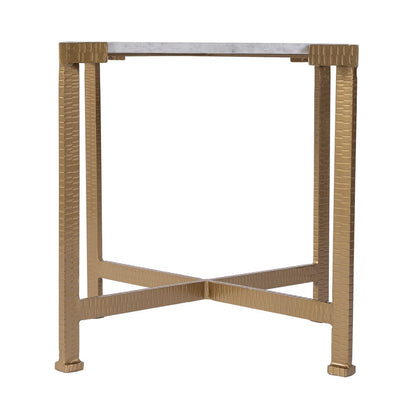 Butler Specialty Company - Loric 18 in. W Square Iron and Marble Side Table, White, Antique Gold - 5904389 View 2