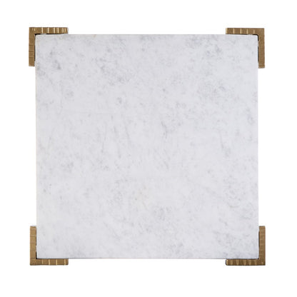 Butler Specialty Company - Loric 18 in. W Square Iron and Marble Side Table, White, Antique Gold - 5904389 View 3