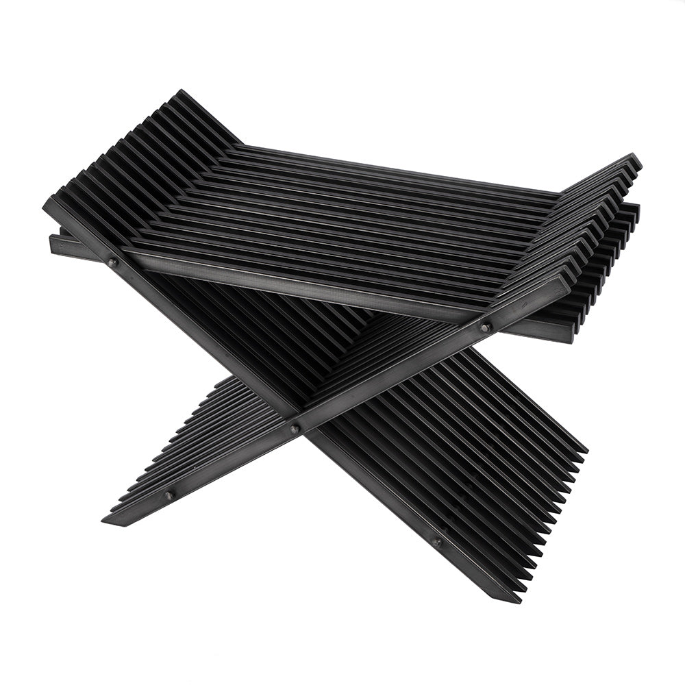 Butler Specialty Company - Lucan 15.5 in. Seat Height  Iron X-Base Slatted Stool, Black - 5814025 View 1