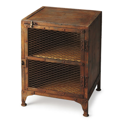 Butler Specialty Company - Lucas 18 in W. Rectangular Iron Industrial Chic 1 Door End Table/Accent Storage, Medium Brown - 3132025