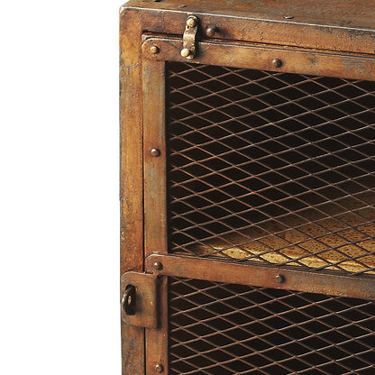 Butler Specialty Company - Lucas 18 in W. Rectangular Iron Industrial Chic 1 Door End Table/Accent Storage, Medium Brown - 3132025