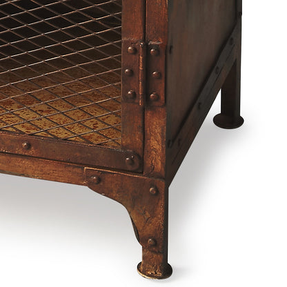 Butler Specialty Company - Lucas 18 in W. Rectangular Iron Industrial Chic 1 Door End Table/Accent Storage, Medium Brown - 3132025