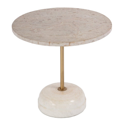 Butler Specialty Company - Lucia 19 in. W Round Marble and Iron Pedestal Side Table, White - 5831389 View 1