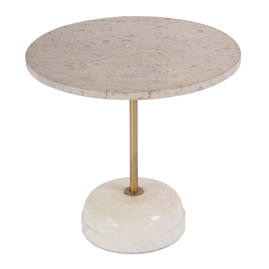 Butler Specialty Company - Lucia 19 in. W Round Marble and Iron Pedestal Side Table, White - 5831389 View 1