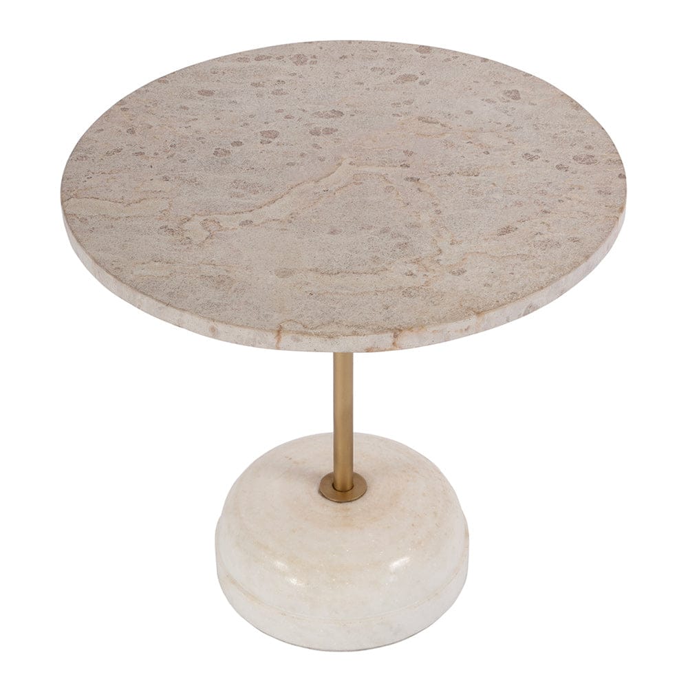 Butler Specialty Company - Lucia 19 in. W Round Marble and Iron Pedestal Side Table, White - 5831389 View 2