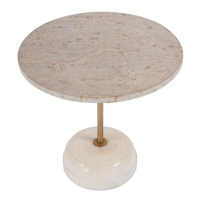 Butler Specialty Company - Lucia 19 in. W Round Marble and Iron Pedestal Side Table, White - 5831389 View 2
