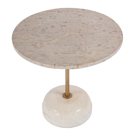 Butler Specialty Company - Lucia 19 in. W Round Marble and Iron Pedestal Side Table, White - 5831389 View 2