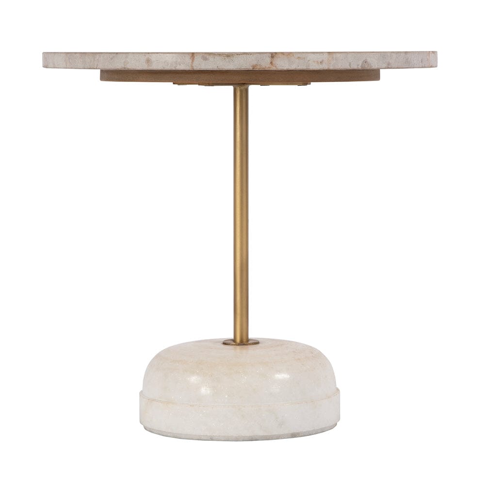 Butler Specialty Company - Lucia 19 in. W Round Marble and Iron Pedestal Side Table, White - 5831389 View 3