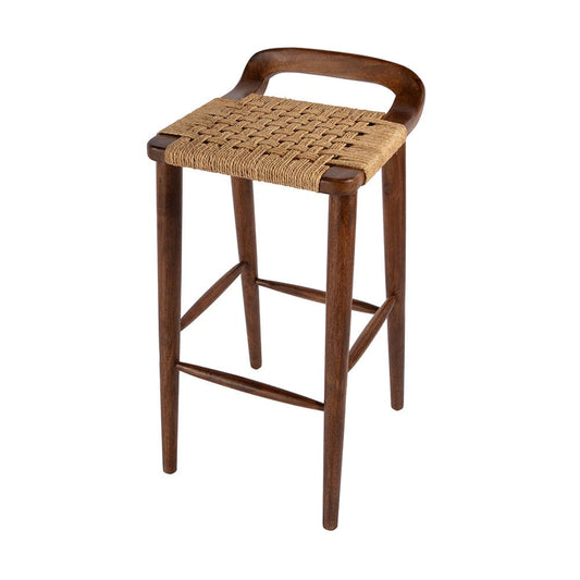 Butler Specialty Company - Luna 30 in. Seat Height Wood and Jute Woven Low Back Bar Stool, Brown - 5844354 View 1