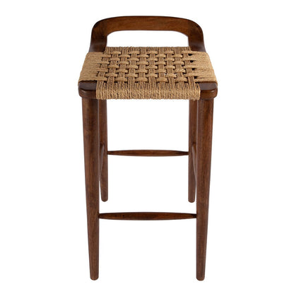 Butler Specialty Company - Luna 30 in. Seat Height Wood and Jute Woven Low Back Bar Stool, Brown - 5844354 View 2