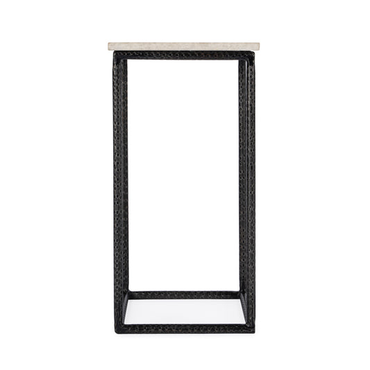 Butler Specialty Company - Mabel 10 in. W Square Marble and Hammered Iron Side Table, White and Black - 5688389