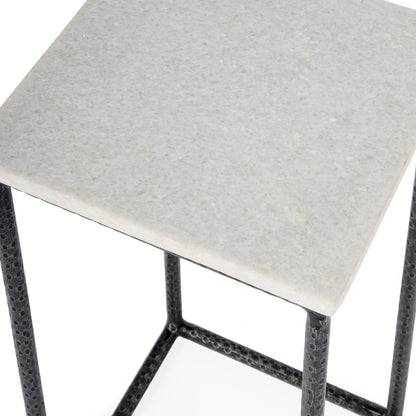 Butler Specialty Company - Mabel 10 in. W Square Marble and Hammered Iron Side Table, White and Black - 5688389