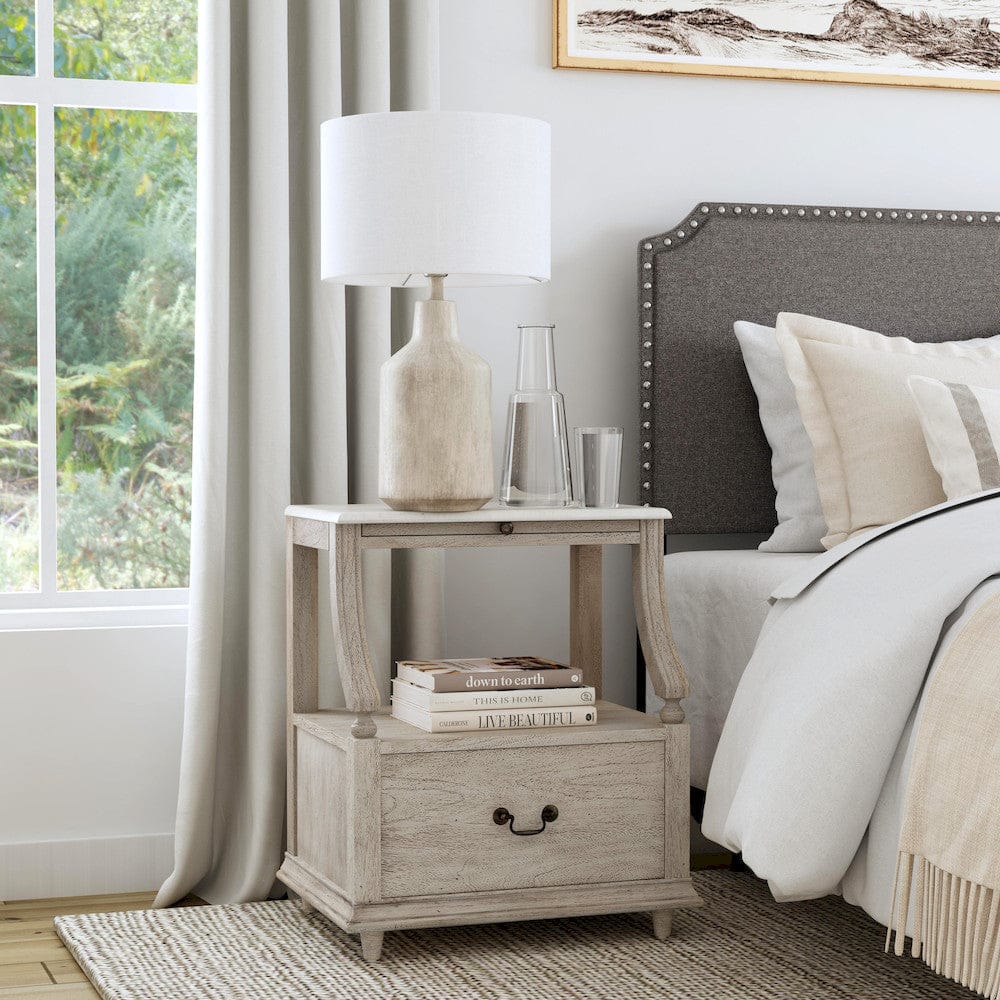 Butler Specialty Company - Mabel 24 in. W Rectangular Marble & Wood 1 Drawer Nightstand, Gray - 5519329 view 4