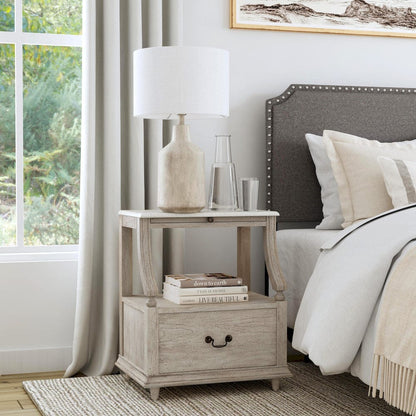 Butler Specialty Company - Mabel 24 in. W Rectangular Marble & Wood 1 Drawer Nightstand, Gray - 5519329 view 4