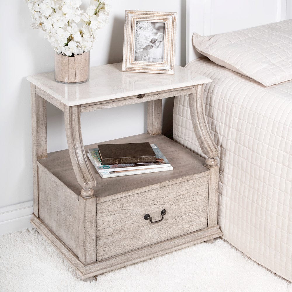 Butler Specialty Company - Mabel 24 in. W Rectangular Marble & Wood 1 Drawer Nightstand, Gray - 5519329 view 5