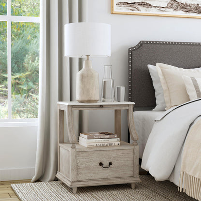Butler Specialty Company - Mabel 24 in. W Rectangular Marble & Wood 1 Drawer Nightstand, Gray - 5519329