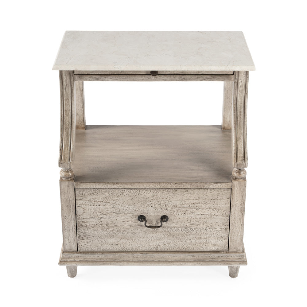 Butler Specialty Company - Mabel 24 in. W Rectangular Marble & Wood 1 Drawer Nightstand, Gray - 5519329