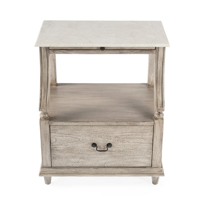 Butler Specialty Company - Mabel 24 in. W Rectangular Marble & Wood 1 Drawer Nightstand, Gray - 5519329