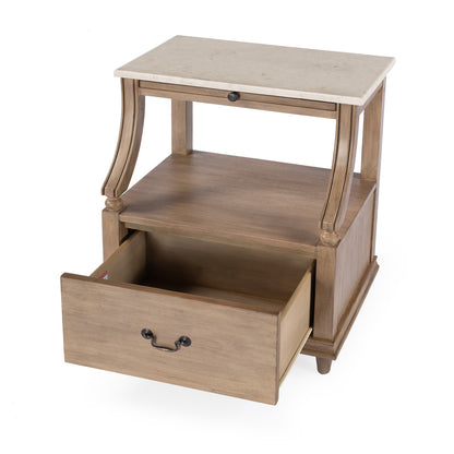 Butler Specialty Company - Mabel 24 in. W Rectangular Marble & Wood 1 Drawer Nightstand, Tan/Beige - 5519415