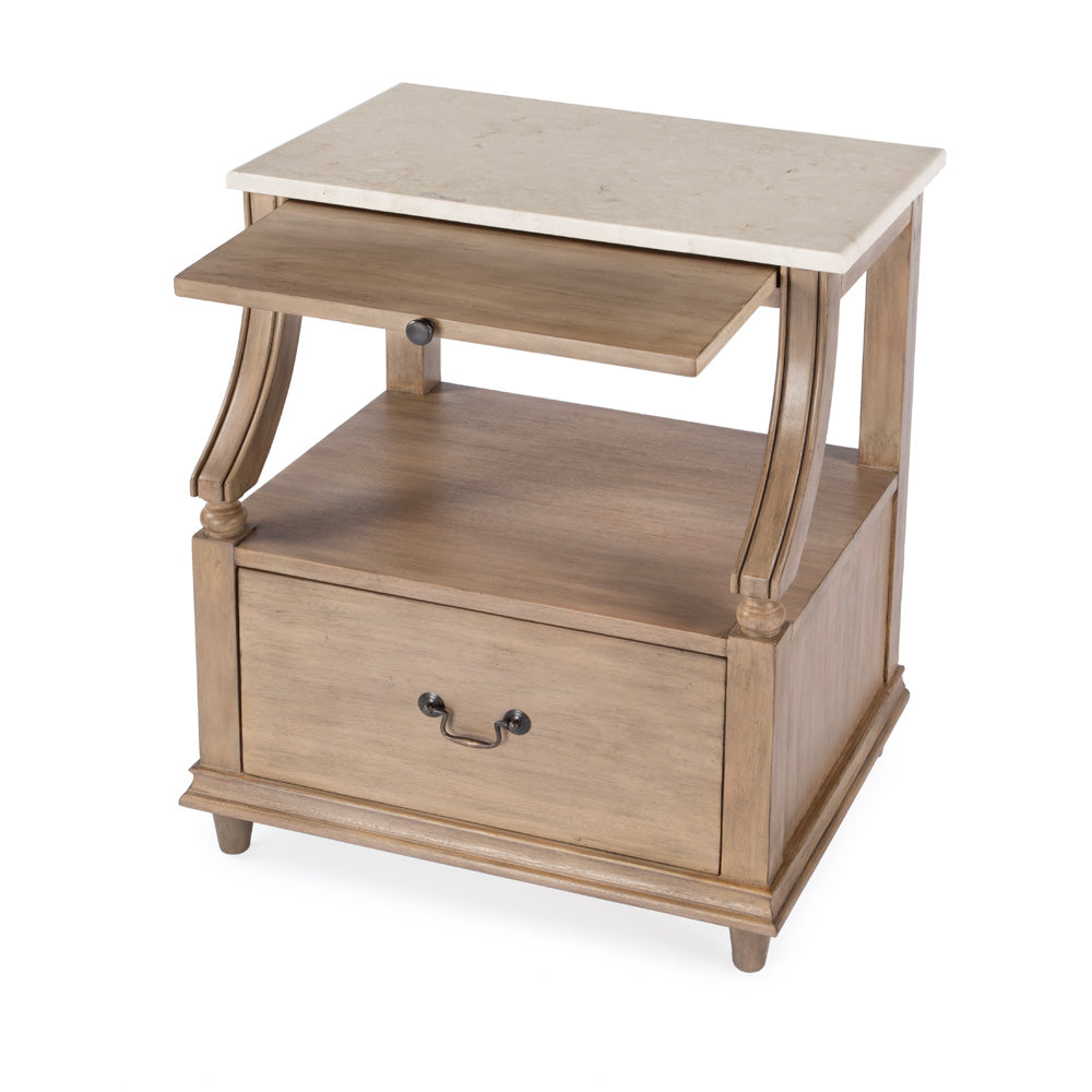Butler Specialty Company - Mabel 24 in. W Rectangular Marble & Wood 1 Drawer Nightstand, Tan/Beige - 5519415