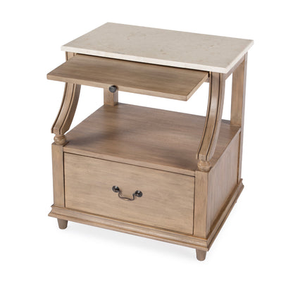 Butler Specialty Company - Mabel 24 in. W Rectangular Marble & Wood 1 Drawer Nightstand, Tan/Beige - 5519415