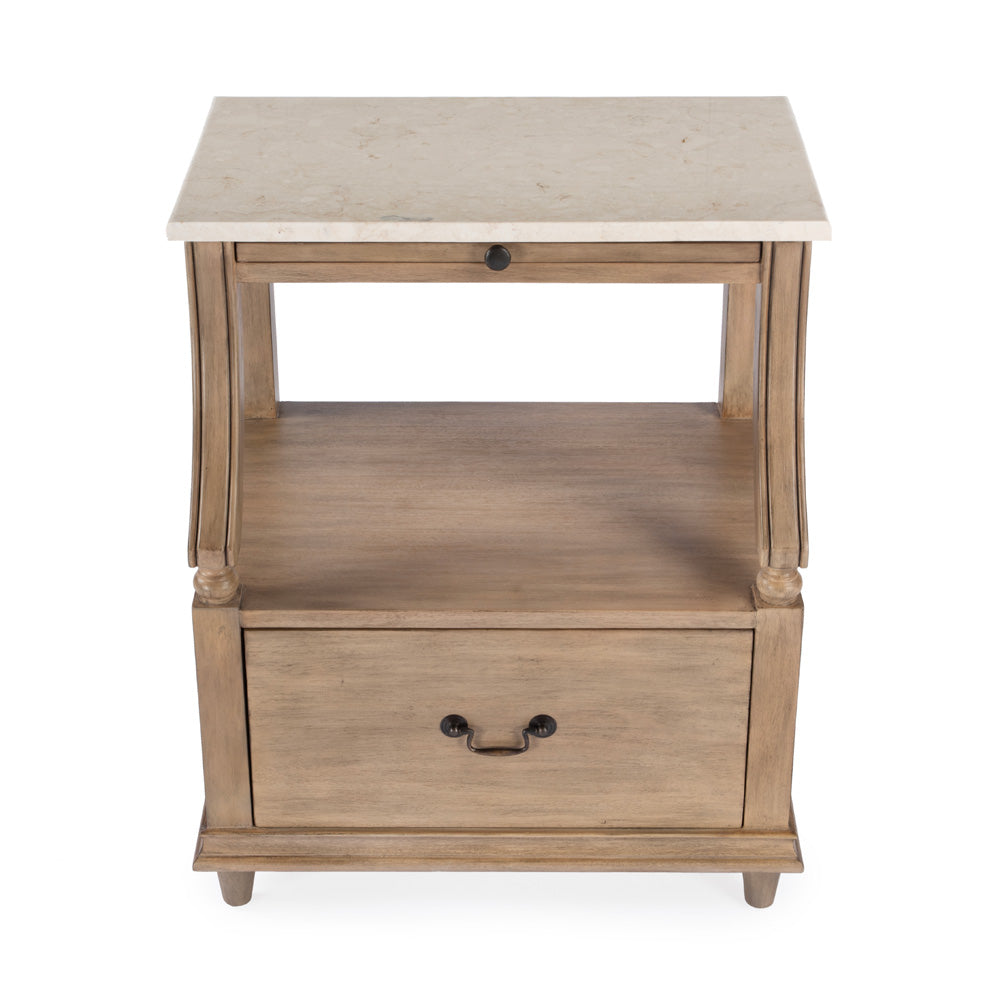 Butler Specialty Company - Mabel 24 in. W Rectangular Marble & Wood 1 Drawer Nightstand, Tan/Beige - 5519415