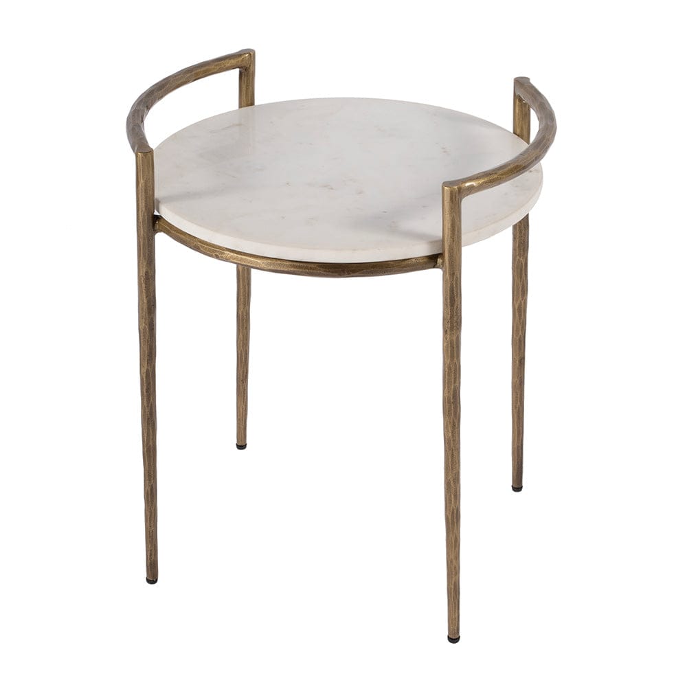 Butler Specialty Company - Madlyn 19 in. W Round Marble and Iron Side Table, White - 5821389 View 1