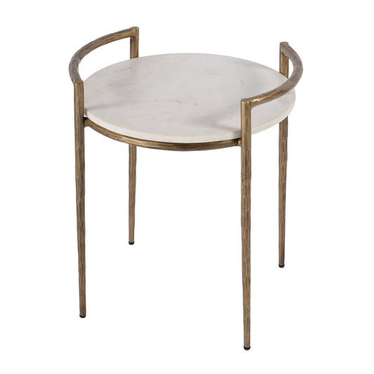Butler Specialty Company - Madlyn 19 in. W Round Marble and Iron Side Table, White - 5821389 View 1