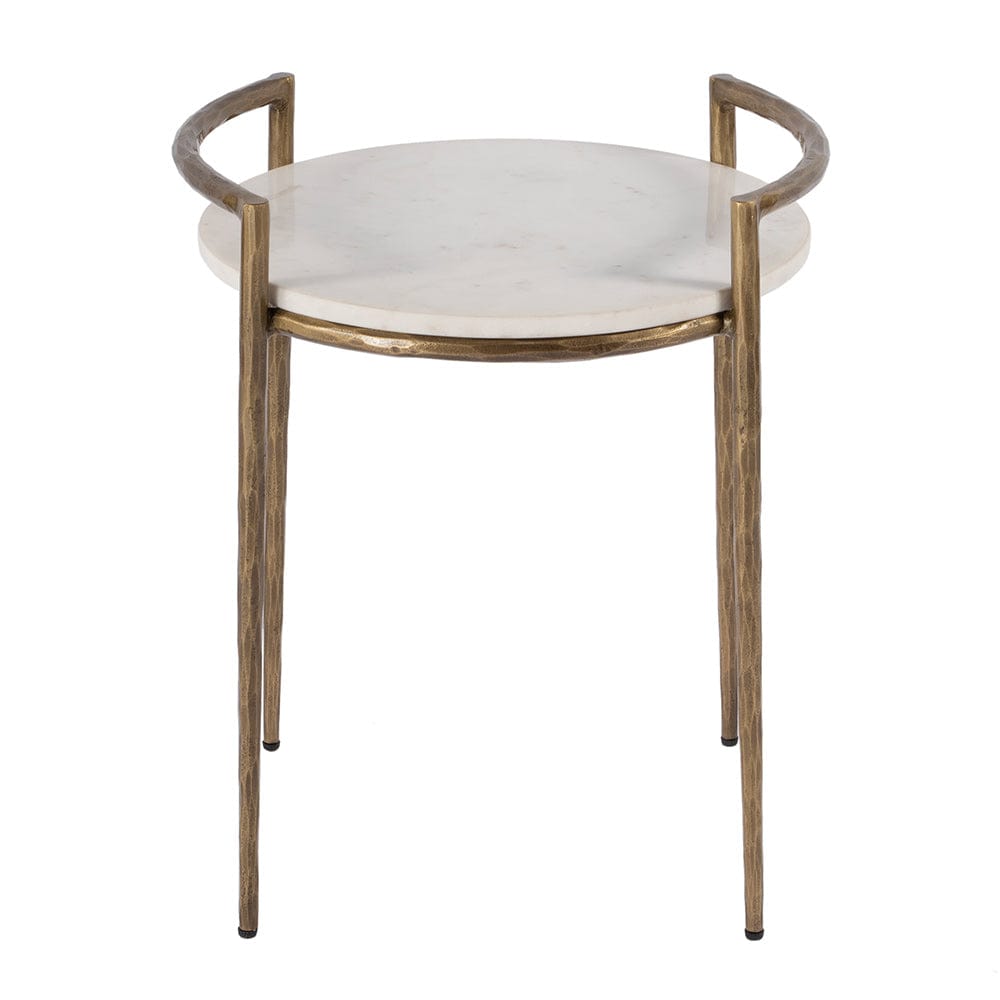 Butler Specialty Company - Madlyn 19 in. W Round Marble and Iron Side Table, White - 5821389 View 2