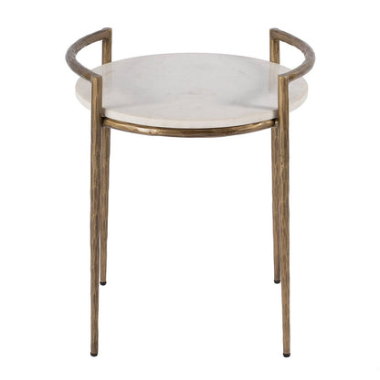 Butler Specialty Company - Madlyn 19 in. W Round Marble and Iron Side Table, White - 5821389 View 2