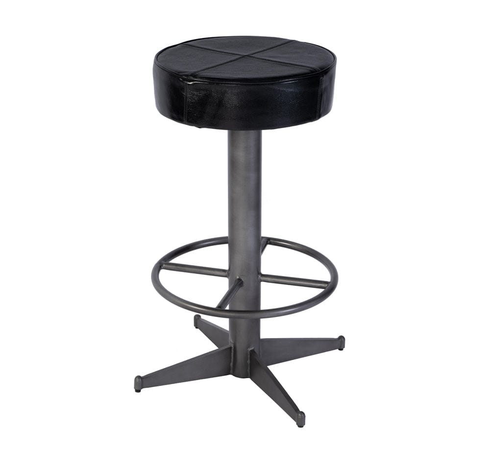 Butler Specialty Company - Malcolm 30 in. Seat Height Leather and Iron Bar Stool w Footrest, Black - 5977034 view 1