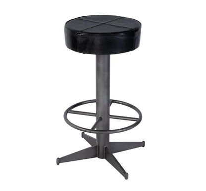 Butler Specialty Company - Malcolm 30 in. Seat Height Leather and Iron Bar Stool w Footrest, Black - 5977034 view 1