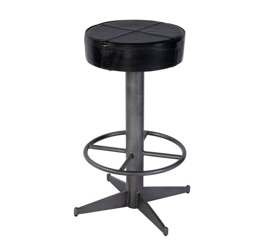 Butler Specialty Company - Malcolm 30 in. Seat Height Leather and Iron Bar Stool w Footrest, Black - 5977034 view 1