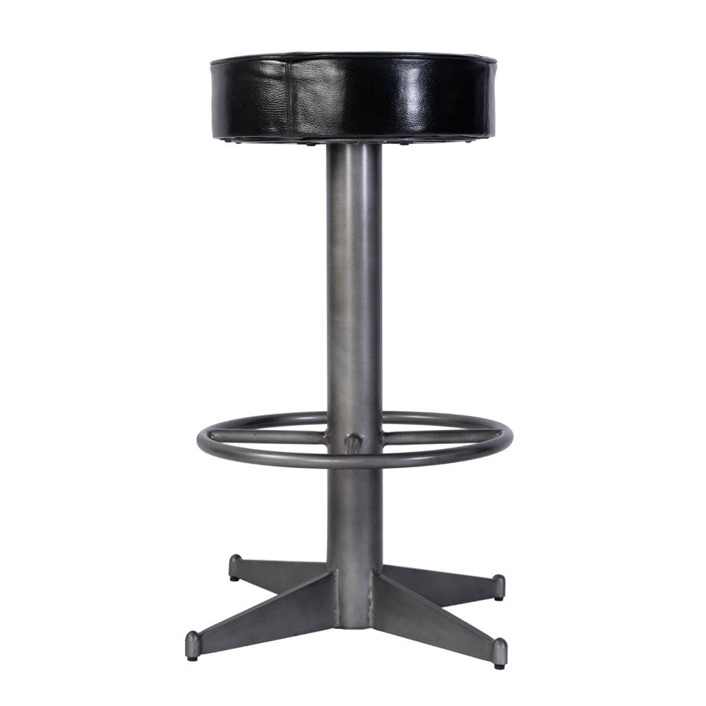 Butler Specialty Company - Malcolm 30 in. Seat Height Leather and Iron Bar Stool w Footrest, Black - 5977034 view 2