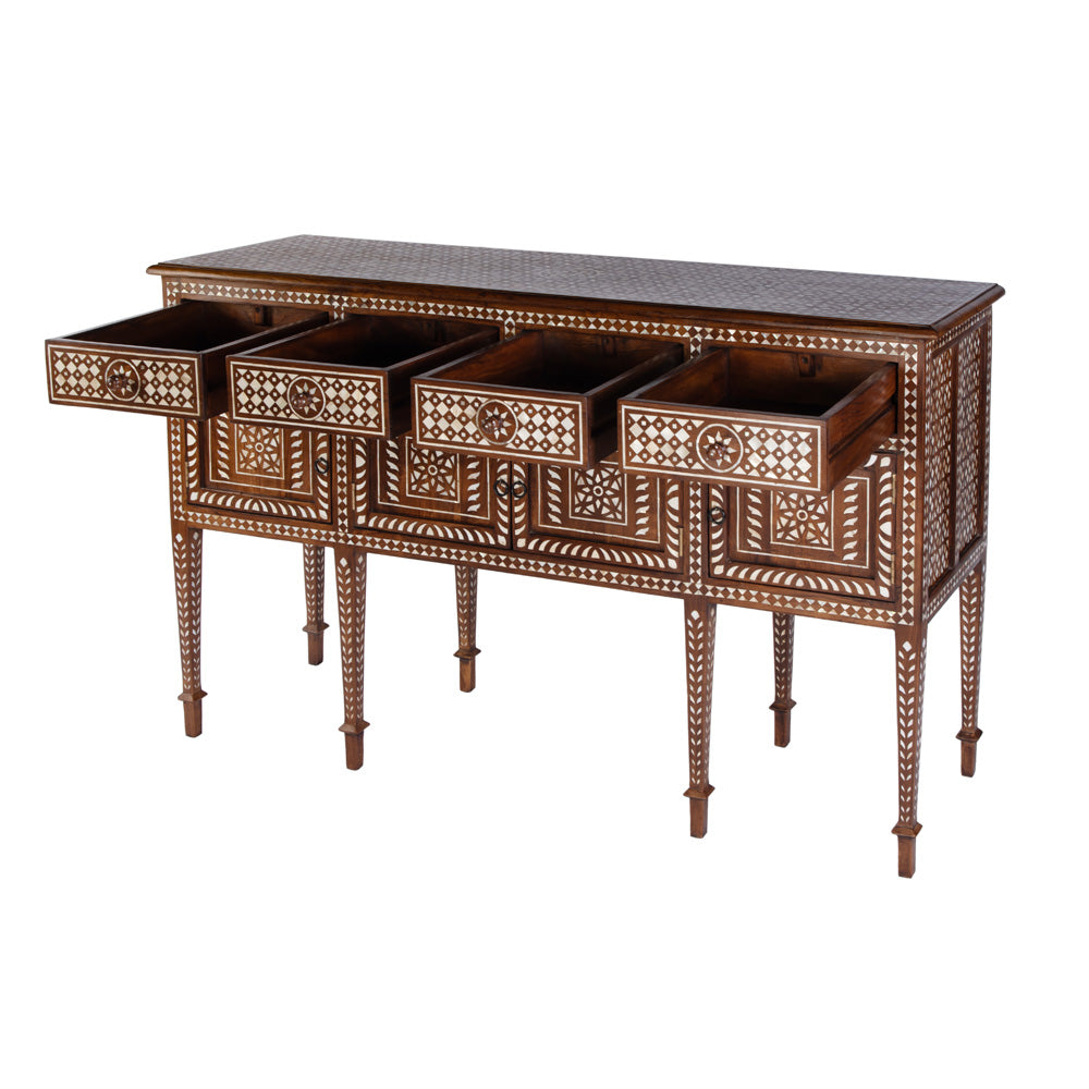 Butler Specialty Company - Manali 60 in. W Rectangular Mother of Pearl and Wood 4 Drawer 2 Door Console Table, Brown - 5968338 view 3