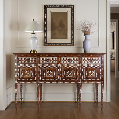 Butler Specialty Company - Manali 60 in. W Rectangular Mother of Pearl and Wood 4 Drawer 2 Door Console Table, Brown - 5968338 view 4