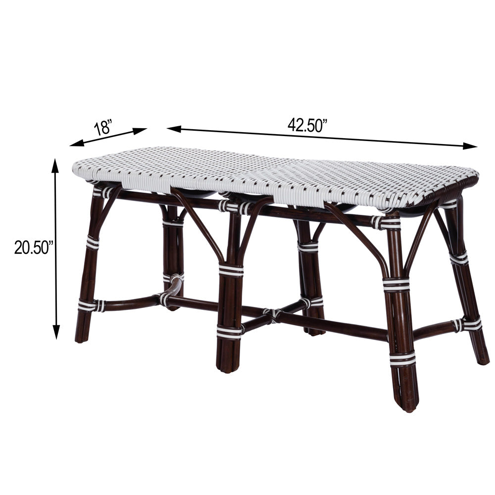 Butler Specialty Company - Marcella Rattan 42.5"W Bench, Dark Brown - 5483295_CLOSEOUT